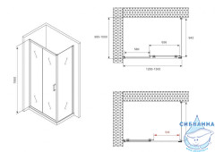 Душевое ограждение ABBER Schwarzer Diamant AG30130BH-S100B 130x100 профиль черный, стекло прозрачный (без поддона)