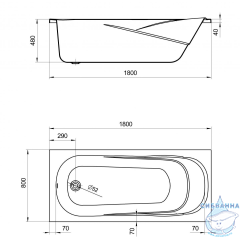 Ванна акриловая Santek Касабланка XL 180х80 с каркасом