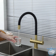 Смеситель для кухни Gappo G4398-33 (черный/золото)