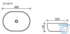  Раковина на столешницу 48 см Ceramicanova Element CN6019