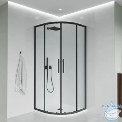 Душевое ограждение Veconi Эво 120x90 профиль черный, стекло прозрачное E2-B-12090-01-C9 (без поддона)