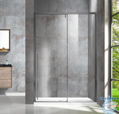 Дверь в нишу Vincea Lugano 130 профиль вороненая сталь, стекло прозрачное VDS-1L130CLGM-1