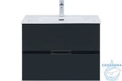 Тумба Aquanet Алвита new 70 антрацит с раковиной Флэт 70