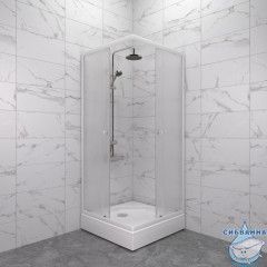 Душевое ограждение Тритон Вельвет 80x80 А профиль белый, стекло вельвет Щ0000071051 (с поддоном)