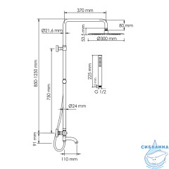 Душевая система Wasserkraft 300 1 режим A188.116.137.087.CH Thermo (хром)