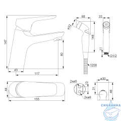Смеситель с гигиеническим душем Damixa Jupiter 770300001 (хром)