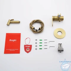 Встраиваемый смеситель с гигиеническим душем Raglo R10.52.03 (сатин золотой)