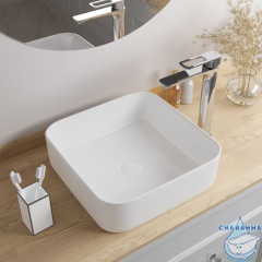 Белый глянцевый умывальник накладной, Bridge, IDDIS, BRIWS04i27