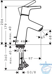 Смеситель для раковины Hansgrohe Talis S 72010000 (с донным клапаном)