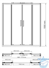 Шторка для ванны Wasserkraft Lippe 45S 170x150 45S02-170 профиль хром, стекло прозрачное