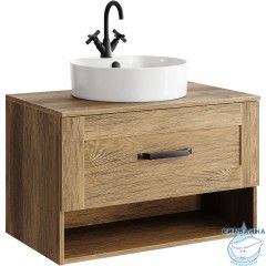 Тумба Aqwella Craft 80 дуб балтийский с раковиной Sanita luxe Best Shelf 43