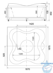 Акриловая ванна Gemy G9089 K R 187х187 с гидромассажем