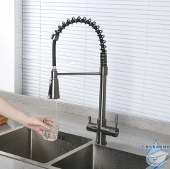 Смеситель для кухни Gappo G4398-69 (оружейная сталь)