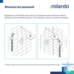 Душевая система скрытого монтажа с тропическим душем и ручным душем, черный матовый, Dale, Milardo, DALBL02M67