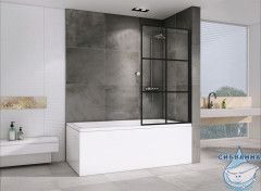 Шторка для ванны ABBER Immer Offen 80х140 AG72080B профиль черный, стекло прозрачное