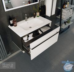 Тумба Roca Aneto 80 857430806 белый глянец/черный с раковиной Roca Victoria Nord 80