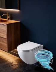 Унитаз подвесной безободковый, смыв торнадо Charus Estella Tornado CR.522.WT3.01 с сиденьем Soft Close (микролифт)