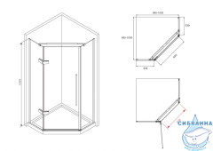 Душевое ограждение ABBER Ewiges Wasser 100x100 профиль хром, стекло матовое  AG05100M (без поддона)