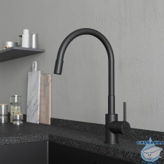 Смеситель для кухни с гибким изливом, черный матовый, Meal, Milardo, M01BL0FM05