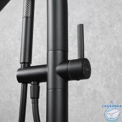 Смеситель для ванны напольный Calypso CS8 CS81003-6 с душевым гарнитуром (черный матовый)