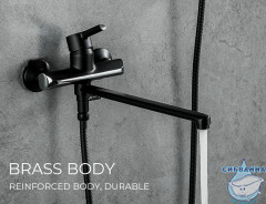 Смеситель для ванны Gappo G2203-6 с аксессуарами (хром/черный)