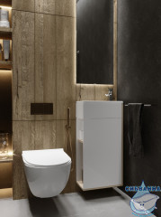 Тумба подвесная 1Marka Laura 40П с раковиной Laura 40 дуб сонома R