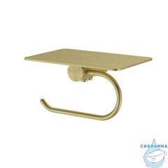 Бумагодержатель с полкой, нержавеющая сталь, Дюна (Duna), золото матовое, IDDIS, DUNMGC0i43