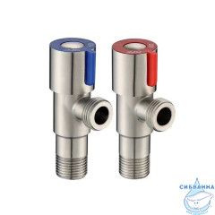 Кран угловой, с отражателем, 1/2; 1/2, кран-букса, нержавеющая сталь, 2 шт, IDDIS, 910S0Z5C2CZ