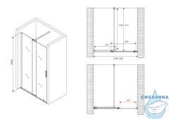 Дверь в нишу ABBER Komfort AG90120 120x200 профиль хром, стекло прозрачное (с доводчиком)
