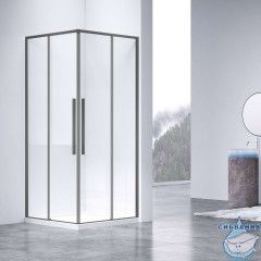 Душевое ограждение Vincea Slim-N 100x90 профиль вороненая сталь, стекло прозрачное VSS-4SN9010CLGM