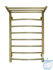 Полотенцесушитель электрический Санприз Классик П8 50Х80 U с полкой (брашированное золото) (подключение универсальное)