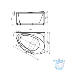 Акриловая ванна Aquatek Альтаир R 160х120 с каркасом