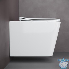 Унитаз подвесной безободковый Ceramicanova Cubic Rimless CN1806 с сиденьем быстросъемным Soft Close (микролифт)