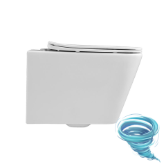 Унитаз подвесной безободковый, смыв торнадо Charus Alva Rimless EWC700-114WT с сиденьем Soft Close (микролифт)