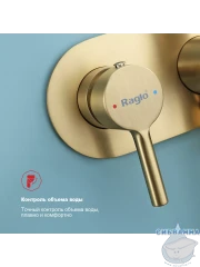 Встраиваемый смеситель Raglo  R20.52.03  с гигиеническим душем (сатин золотой)