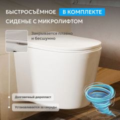 Унитаз подвесной безободковый Abber Bequem AC1102T с сиденьем Soft Close (микролифт) (белый)