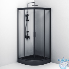 Душевое ограждение Am.Pm Gem W90G-401-090BT 90x90 профиль черный, стекло прозрачное (без поддона)