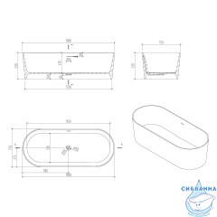 Ванна из искусственного камня ABBER Stein 180x75 AS9614