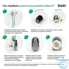 Ролики, 2 верхних, 2 нижних, одинарные, D=23 мм, серый, стекло 4 мм, IDDIS, 966S23GR4DZ