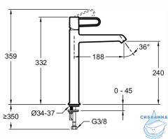 Смеситель для раковины Jacob Delafon Odeon Rive Gauche E21031-00-BL (без донного клапана) (черный/белый)