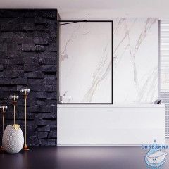 Шторка для ванны Veconi Palau 80x150 профиль черный, стекло прозрачное PL85B-80-01-C7