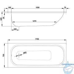 Стальная ванна Bette Form AD PLUS 170х70 с шумоизоляцией и антигрязевым покрытием (BetteGlasur® Plus), с ножками