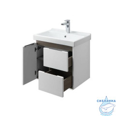 Тумба Акватон Рене 60 белый/грецкий орех с раковиной Миранда 60 см