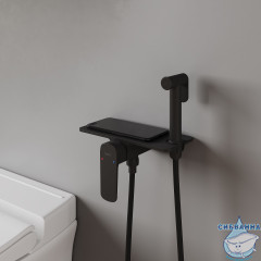 Смеситель Iddis Axes AXEBLSHi08 с гигиеническим душем (черный матовый)