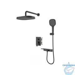 Душевая система скрытого монтажа с тропическим душем и  ручным душем, черный матовый, Azure, Milardo, AZUBL02M67