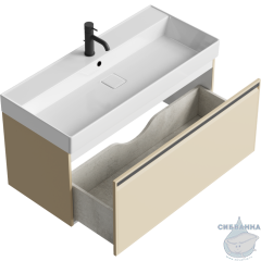 Тумба подвесная Aqwella Pure 100 капучино , с раковиной Aqwella Вилис 100