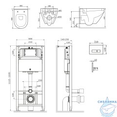 Инсталляция AM.PM с кнопкой смыва в комплекте с унитазом AM.PM Spirit V2.0 c сиденьем Soft close (микролифт) IS47031.701700