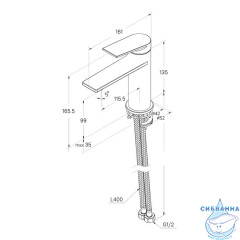 Смеситель для умывальника, глянцевый хром, Azure, Milrado, AZUSB00M01