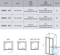 Дверь в нишу Ravak 10° 10DP2 110 см профиль белый
