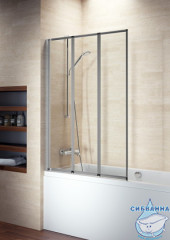 Шторка для ванны Riho Alta 100 профиль матовый хром, стекло прозрачное